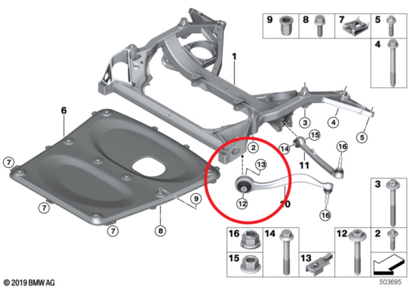 Front thrust arm uniball kit - BMW F serie non-M